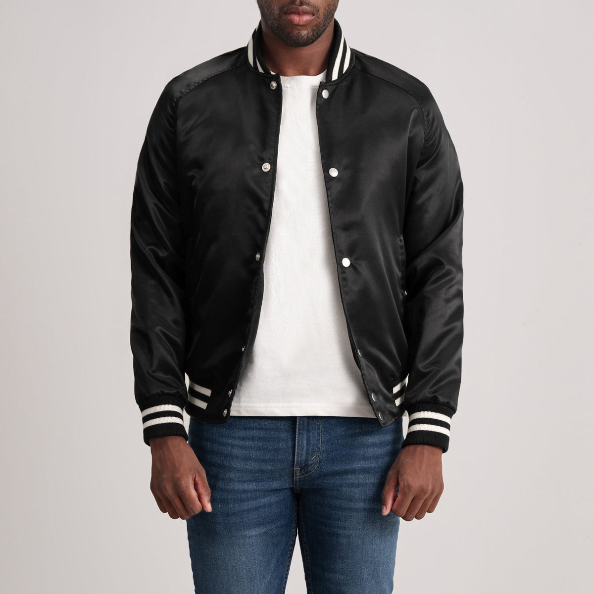 Xander Black Varsity Jacket - men's jacket in black, view 3