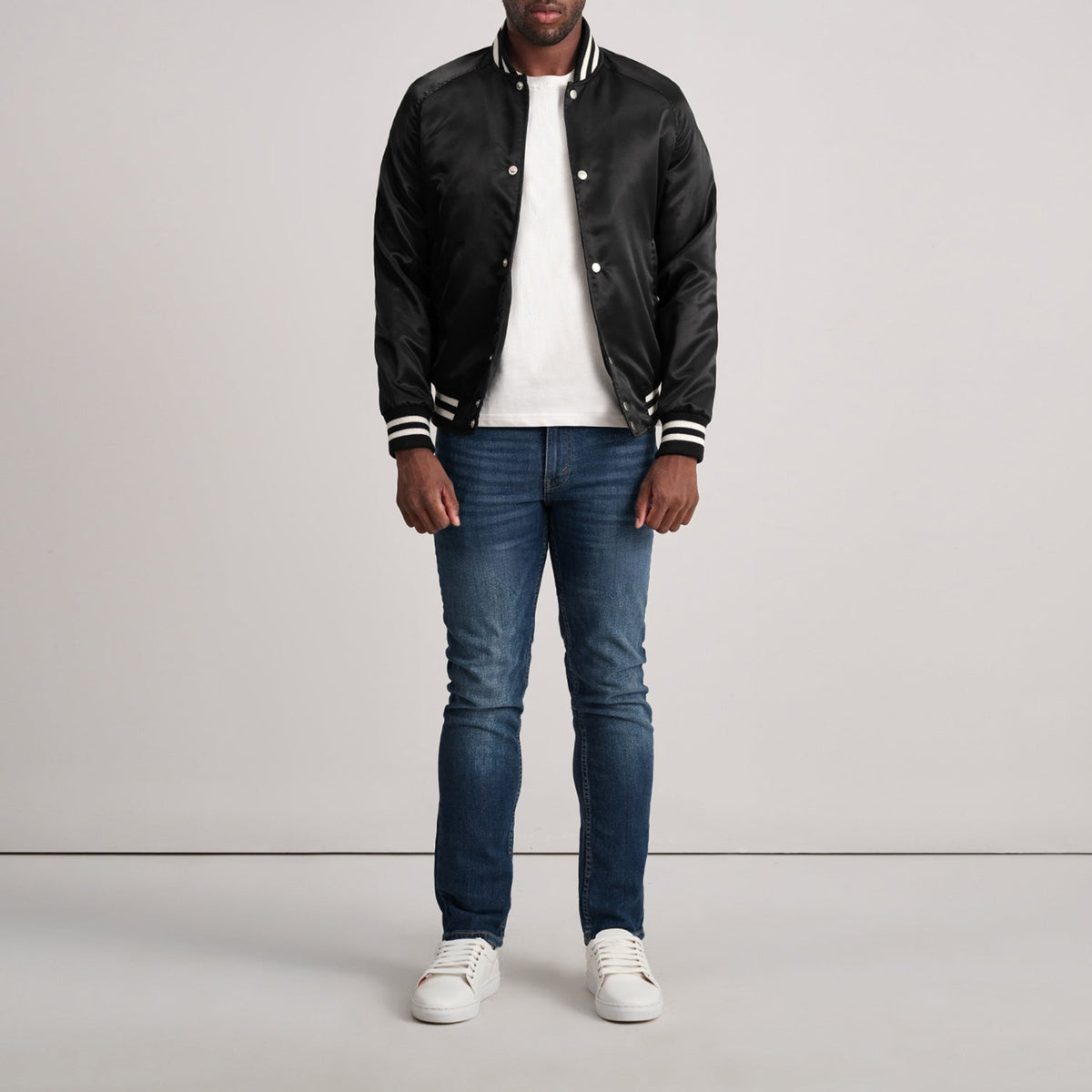 Xander Black Varsity Jacket - men's jacket in black, view 4