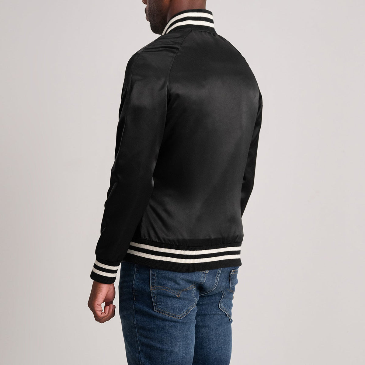 Xander Black Varsity Jacket - men's jacket in black, view 5