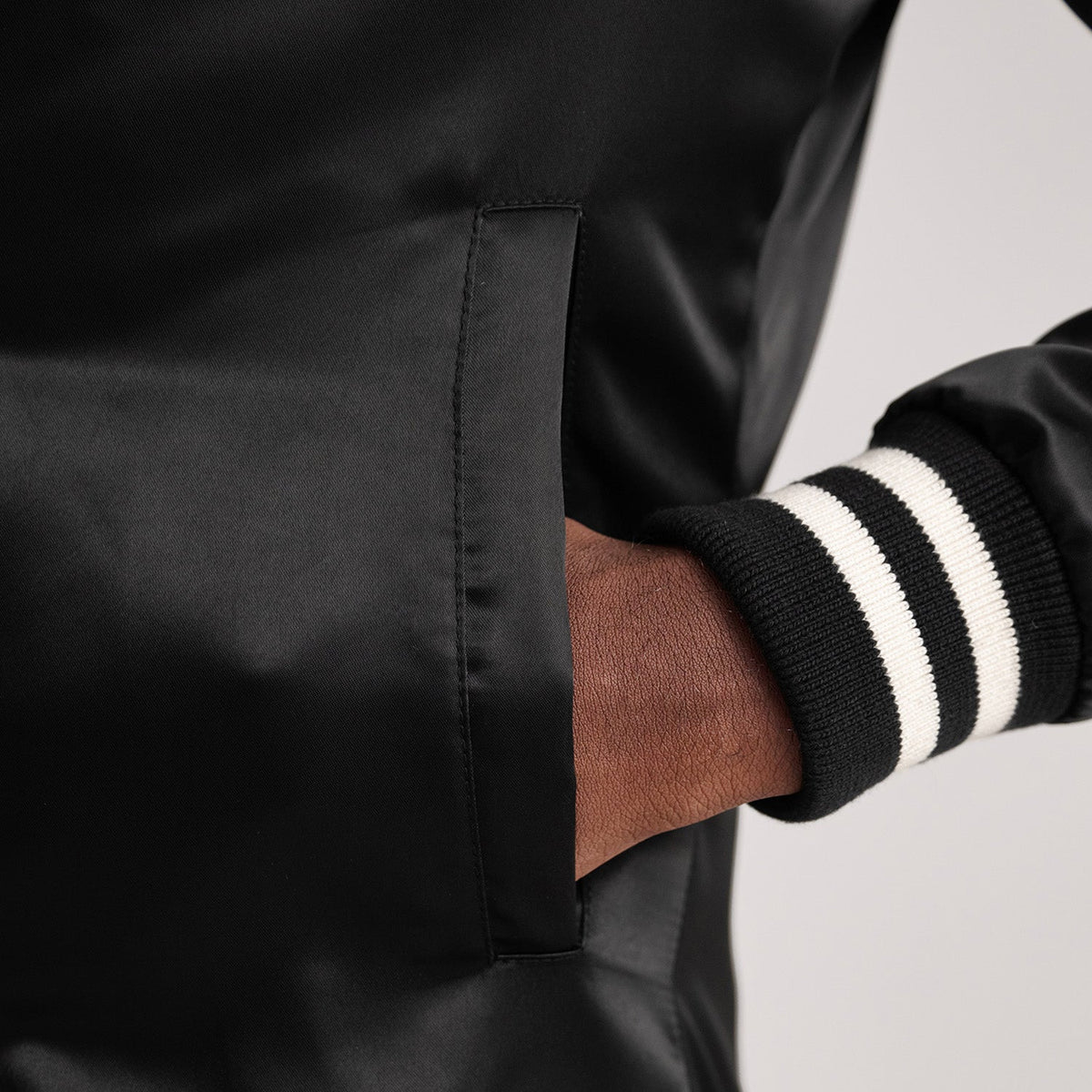 Xander Black Varsity Jacket - men's jacket in black, view 6