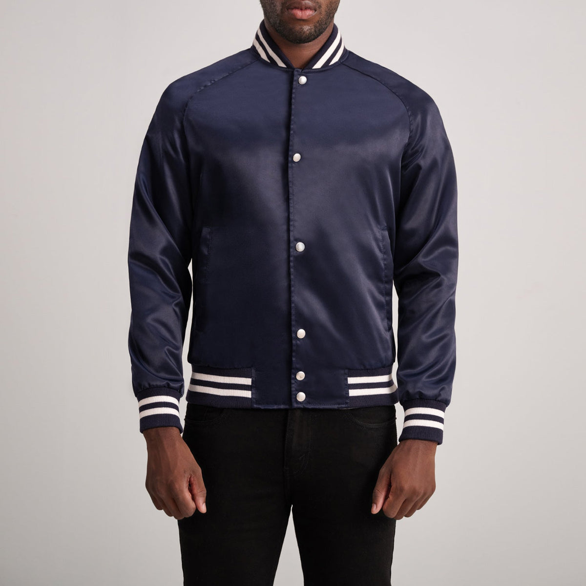 Xander Blue Varsity Jacket - men's jacket in blue, view 1