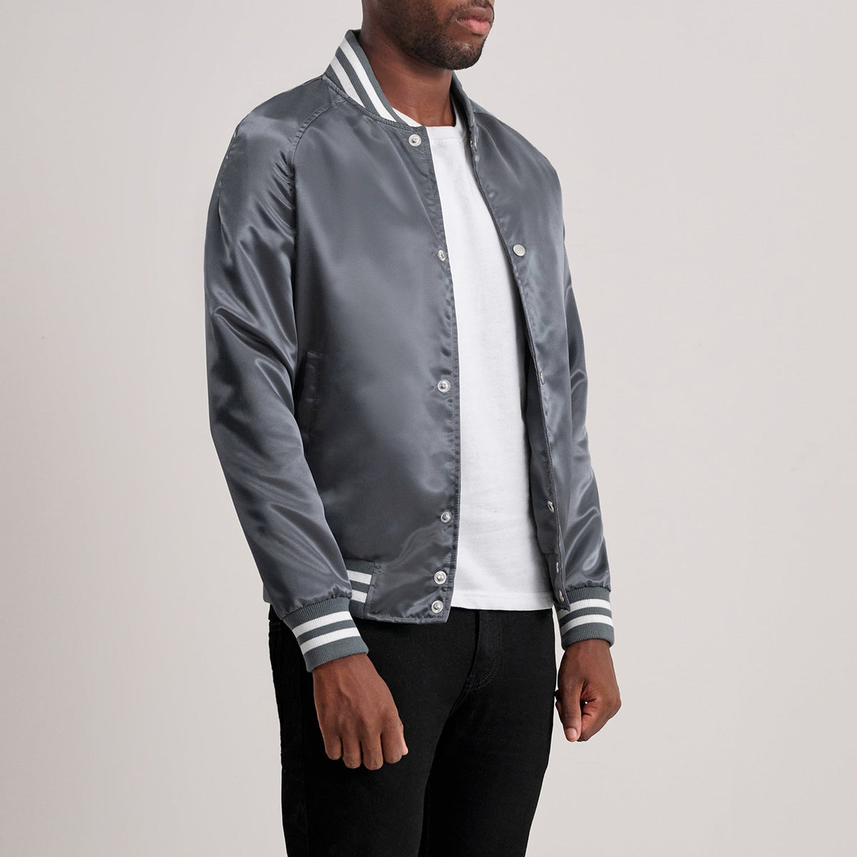 Xander Grey Varsity Jacket - men's jacket in grey, view 2