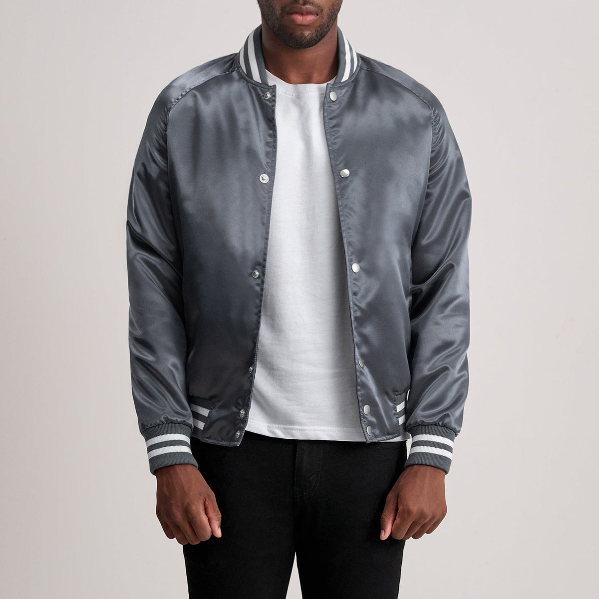 Xander Grey Varsity Jacket - men's jacket in grey, view 3