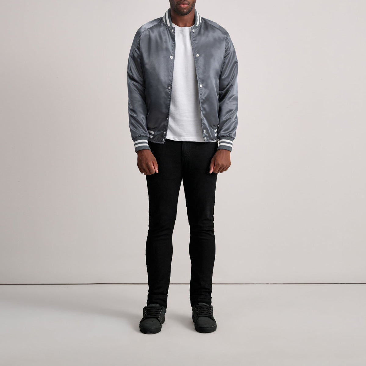 Xander Grey Varsity Jacket - men's jacket in grey, view 4