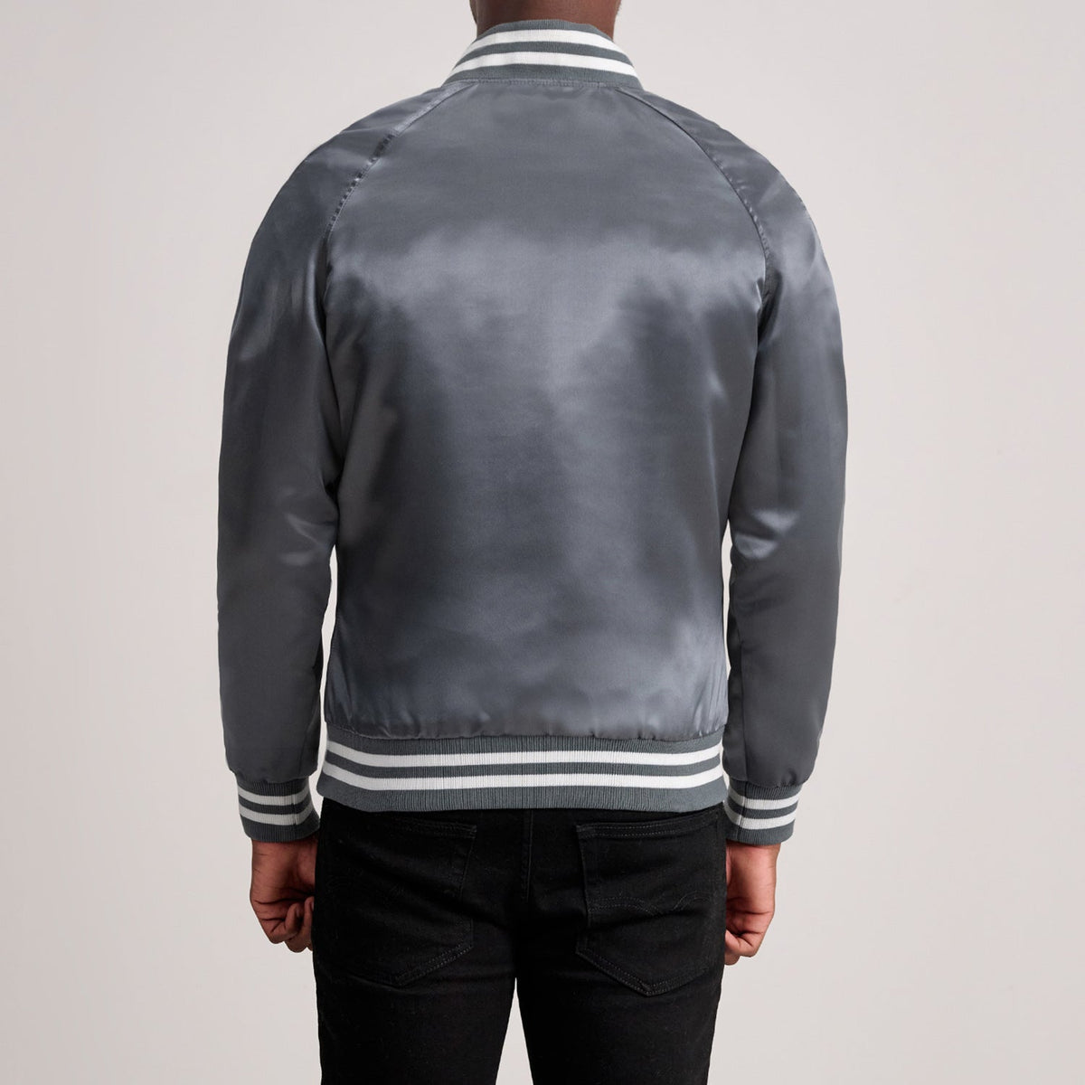 Xander Grey Varsity Jacket - men's jacket in grey, view 5