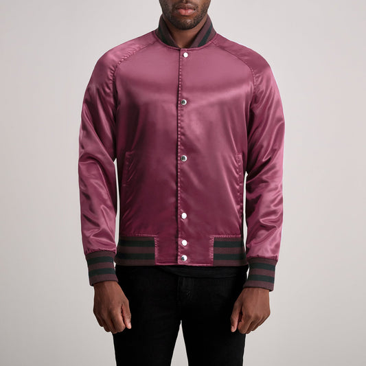 Xander Maroon Varsity Jacket - men's jacket in maroon, view 1