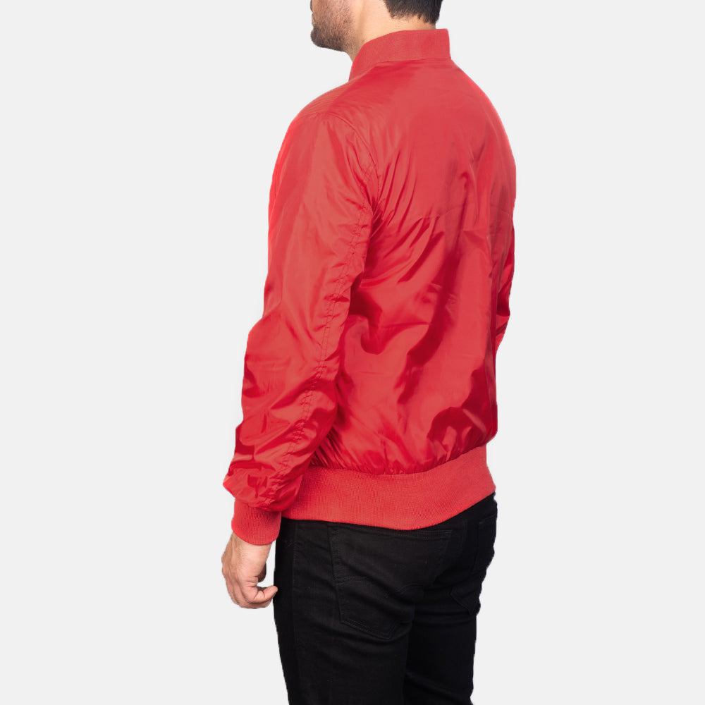 Zack Red Bomber Jacket - men's jacket in red premium leather, view 5