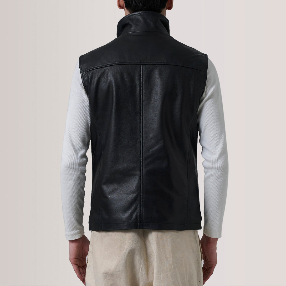 Zane Black Leather Vest - men's vest in black premium leather, view 4