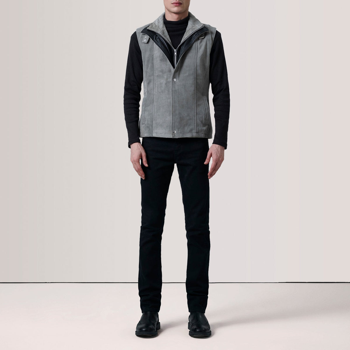 Zane Grey Suede Vest - men's vest in grey suede leather, view 2