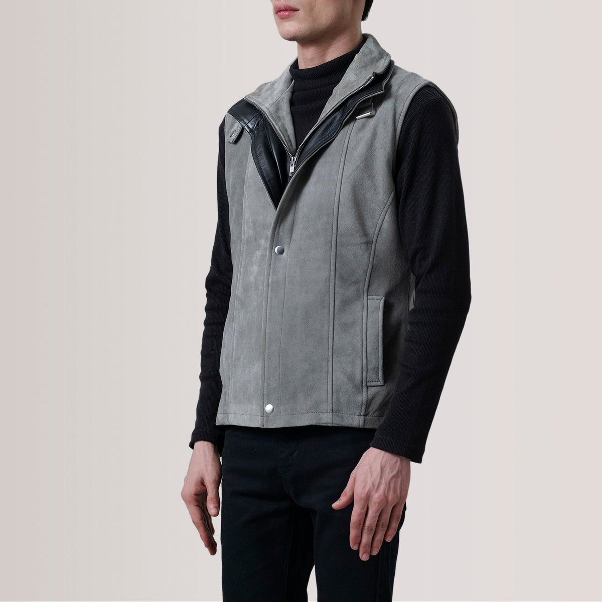 Zane Grey Suede Vest - men's vest in grey suede leather, view 3