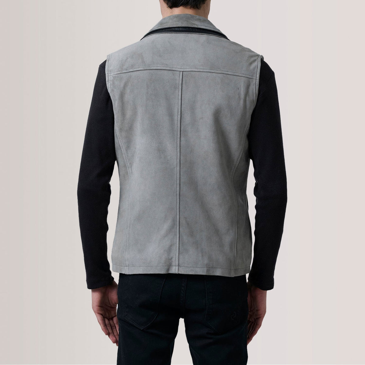 Zane Grey Suede Vest - men's vest in grey suede leather, view 4