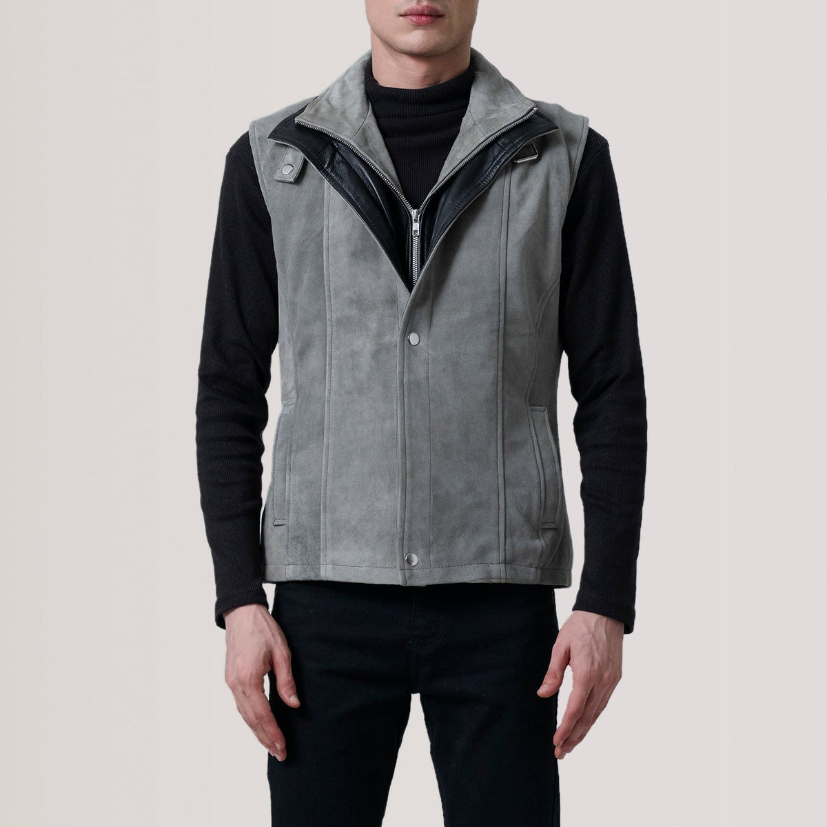 Zane Grey Suede Vest - men's vest in grey suede leather, view 5