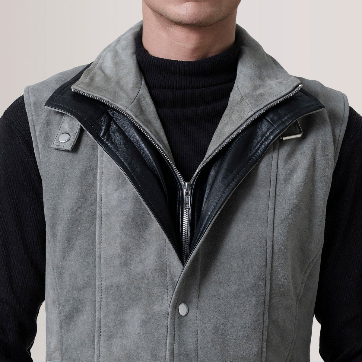 Zane Grey Suede Vest - men's vest in grey suede leather, view 6