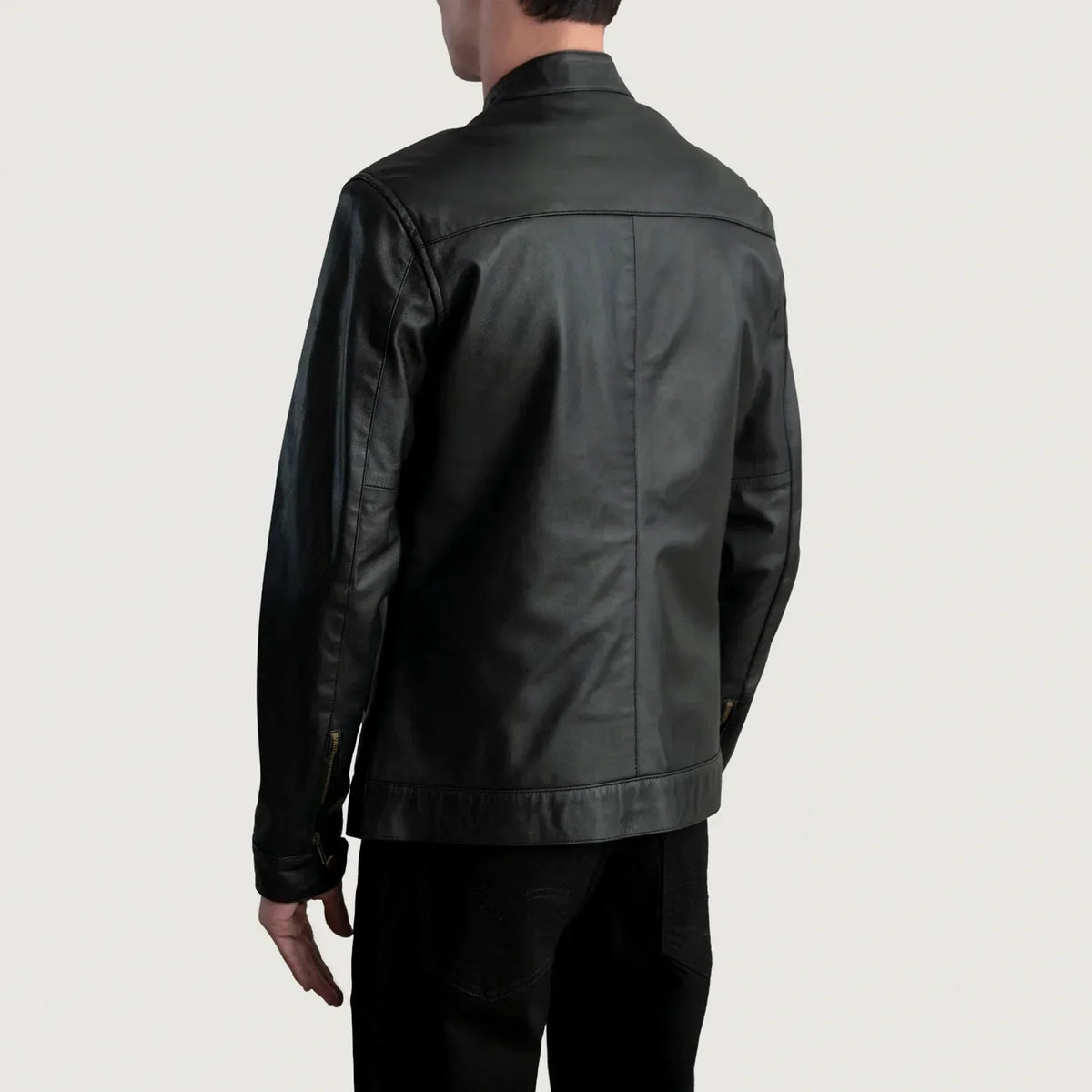 Zen Black Leather Biker Jacket - men's jacket in black premium leather, view 5