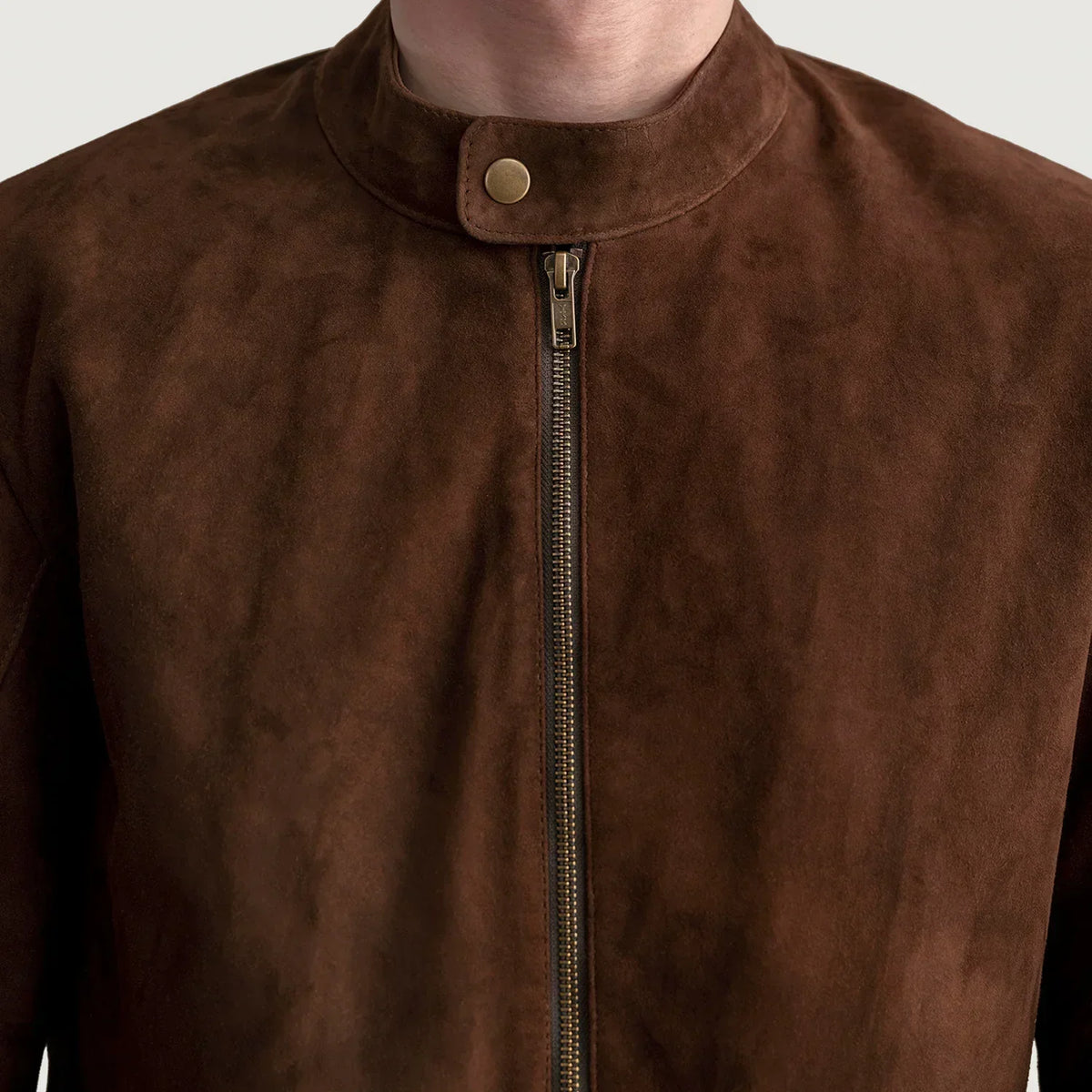 Zen Brown Suede Biker Jacket - men's jacket in brown suede leather, view 5