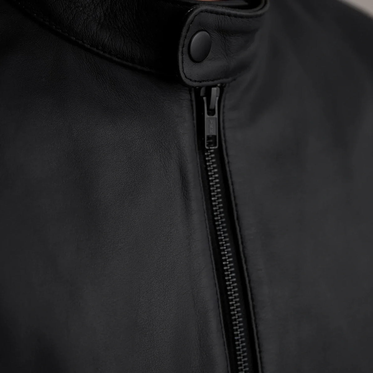Zen Matte Black Leather Biker Jacket - men's jacket in black premium leather, view 5
