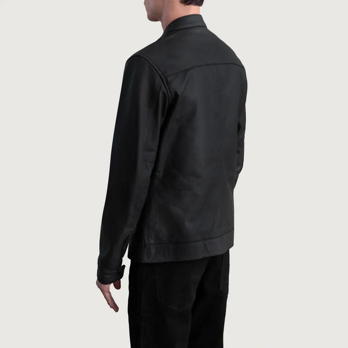 Zen Matte Black Leather Biker Jacket - men's jacket in black premium leather, view 6