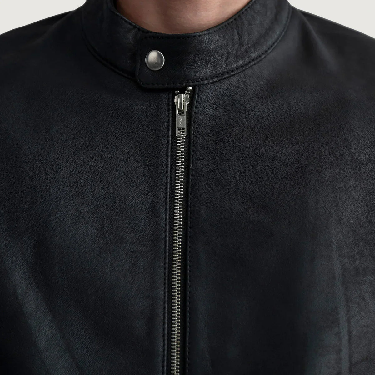 Zen Tumbled Black Leather Biker Jacket - men's jacket in black premium leather, view 5