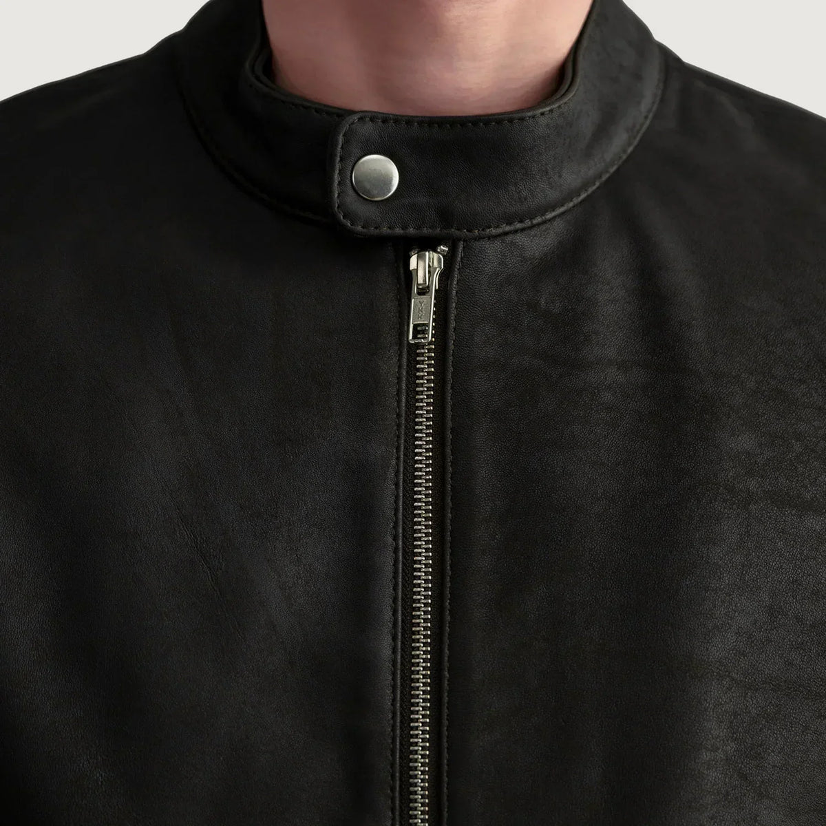 Zen Tumbled Brown Leather Biker Jacket - men's jacket in brown premium leather, view 5