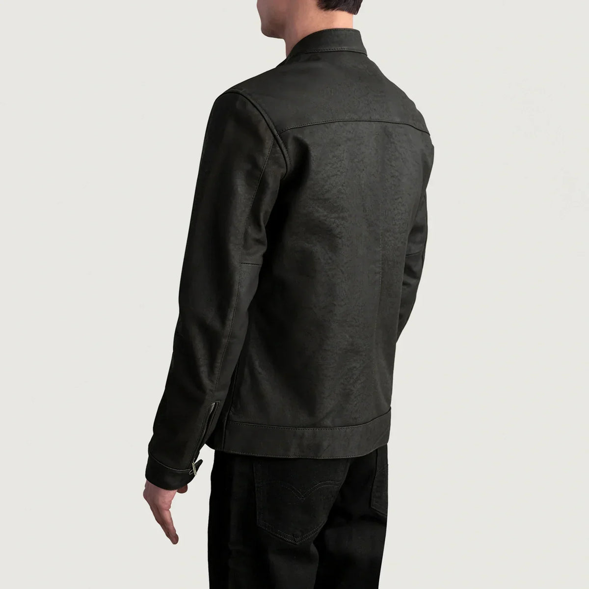 Zen Tumbled Brown Leather Biker Jacket - men's jacket in brown premium leather, view 6