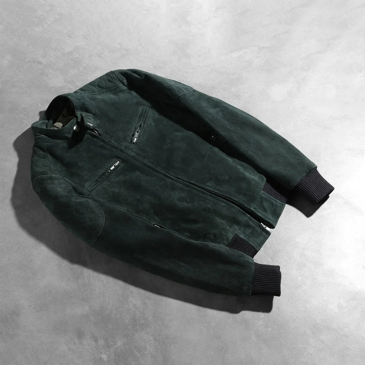 Zenna Green Suede Bomber Jacket - women's jacket in green suede leather, view 7