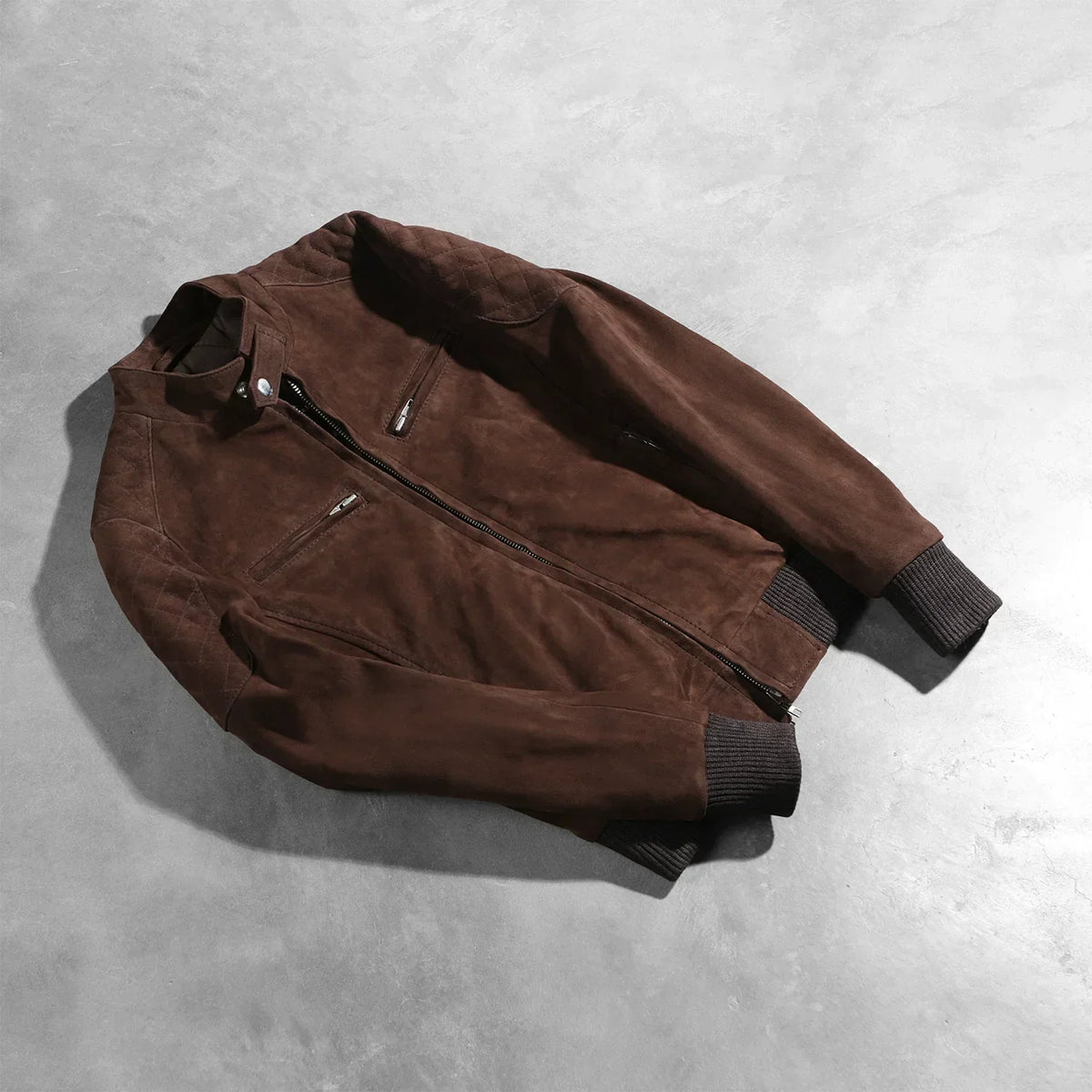 Zenna Mocha Suede Bomber Jacket - women's jacket in mocha suede leather, view 7