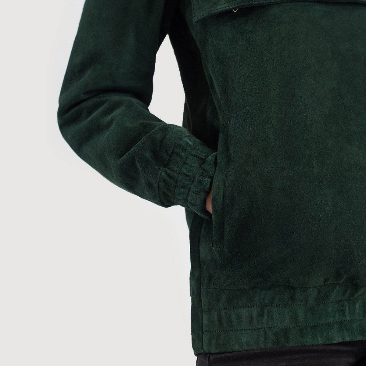 Zest Green Hooded Suede Pullover Jacket - women's jacket in green suede leather, view 6