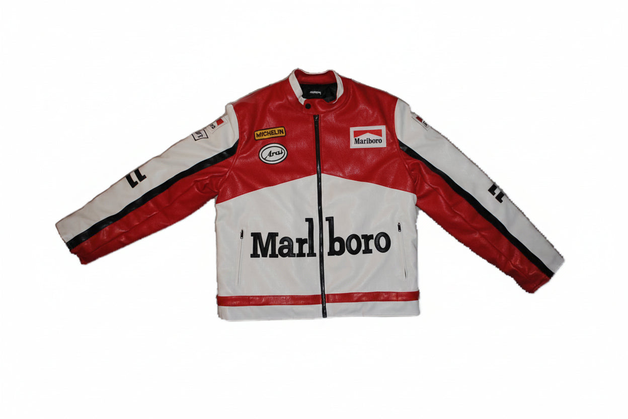 Marlboro White and Red Leather Jacket