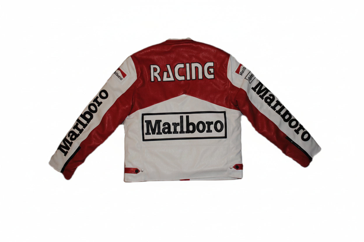 Marlboro White and Red Leather Jacket