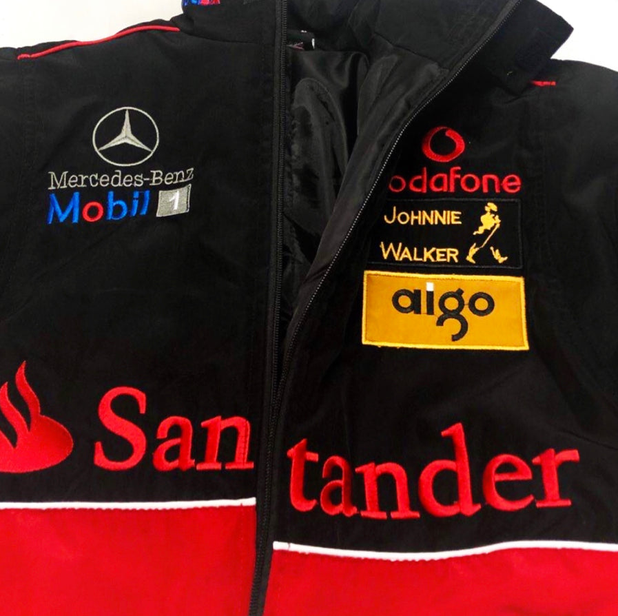 Mercedes McLaren Red and Black Vintage Jacket