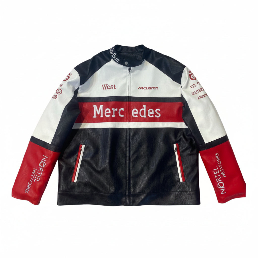Mercedes McLaren Red Leather Racing Jacket